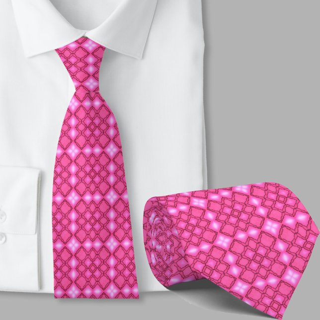 Gravata com padrão geométrico rosa de arte moderna (Criador carregado)