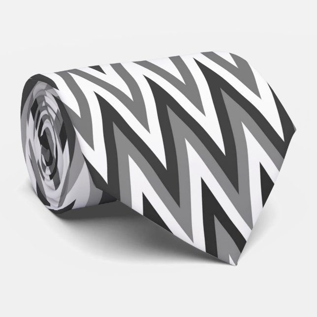 Gravata com padrão preto e branco em ziguezague (Rolled)