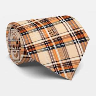 Gravata com Padrão Xadrez Outono Elegante Monogram