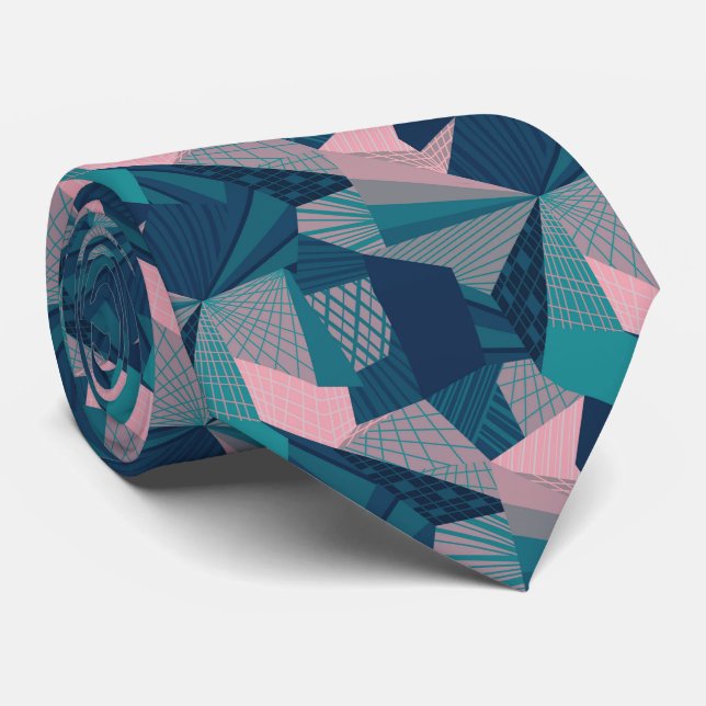 Gravata com Paisagem Urbana Geométrica (Rolled)