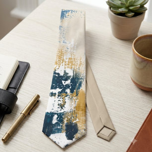 Gravata com Pinceladas Abstratas Modernas em Azul