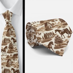 Gravata com Toile de Jouy de Cavalos da Campina Fr