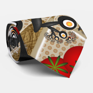 Gravata Comida Engraçada De Arte Fractal, Tomates, Ovos