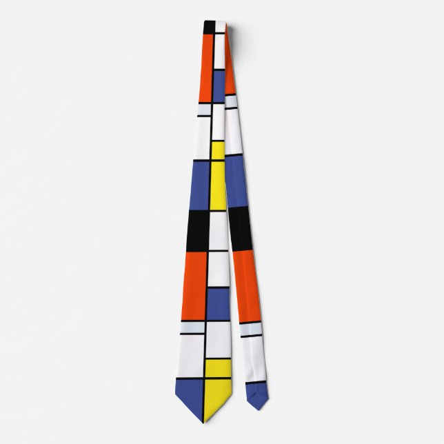 Gravata Composição A de Piet Mondrian - Arte Moderna Abstr (Frente)