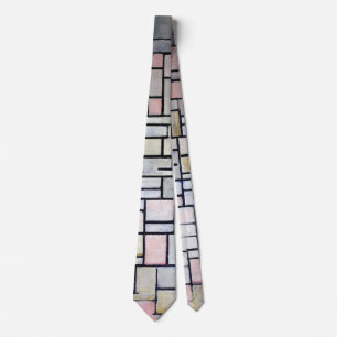 Gravata Composição Rosa e Cinzas, Mondrian