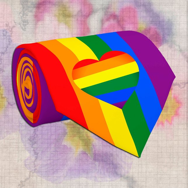 Gravata Comunidade Rainbow Heart & Pride Rainbow Flag /LGB (Criador carregado)