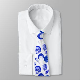 Gravata Conchas - azul de cobalto sobre fundo branco