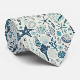 Gravata Conchas marítimas em branco