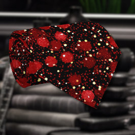 Gravata Confete Vermelho Elegante no Estilo Brilho Preto