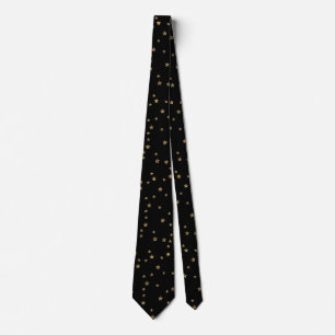 Gravata Confetti golden stars glitter shine elegant black
