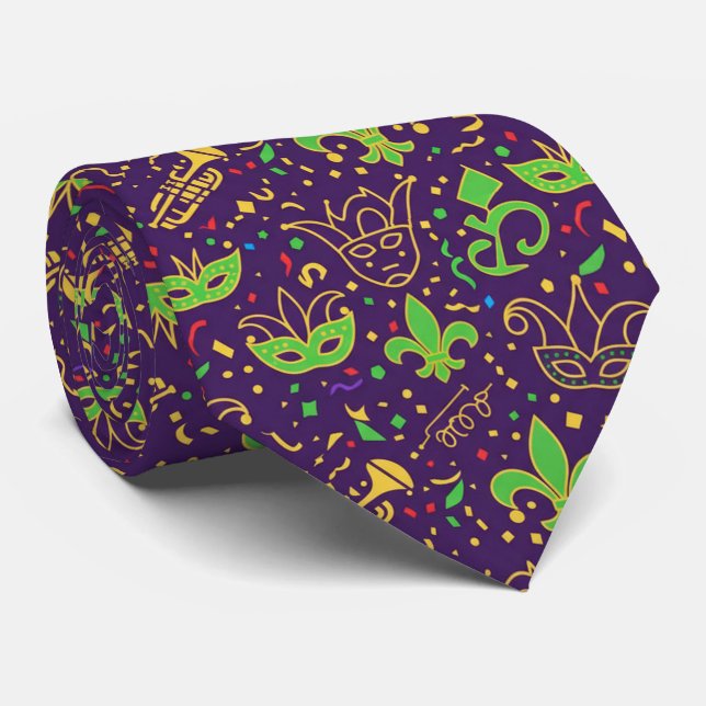 Gravata Confetti Kings Mardi Gras (Rolled)