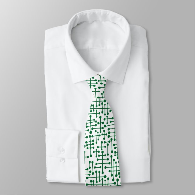 Gravata Connected Spots - Verde Floresta em Branco (Amarrado)