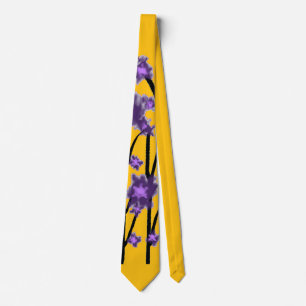 Gravata Contemporâneo Moderno Flores Roxas Amarelas