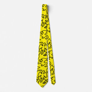 Gravata Contorno do padrão dos dragões pretos.b B Amarelo