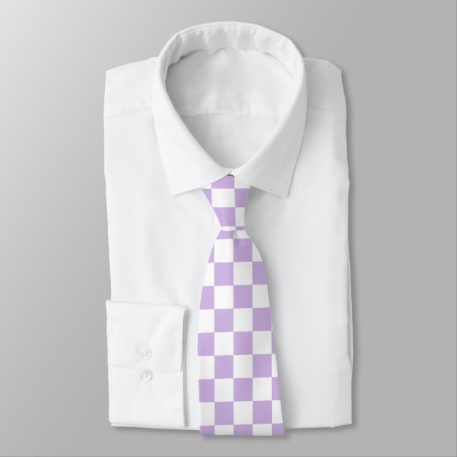 Gravata Controlo de Pastel Checkerboard Retro Lilac (Amarrado)