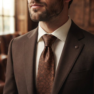 Gravata Convidados de Casamento Micro-Paisley Brown Herita