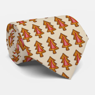 Gravata Cookie de Natal de Árvore de Vidro Vermelho