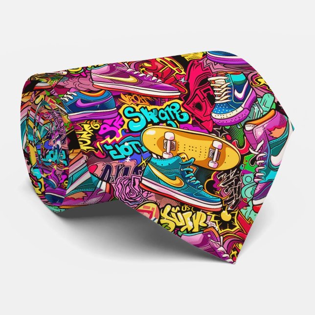 Gravata Cool comic graffiti tiled pattern  (Rolled)