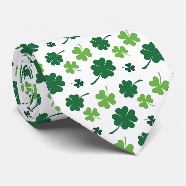 Gravata Cool tiled four leaf clovers shamrocks pattern  (Rolled)