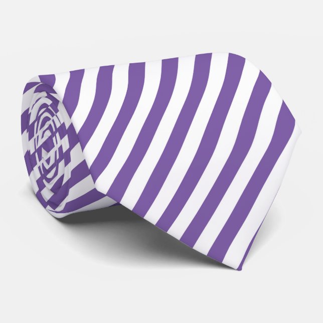 Gravata Cool white purple stripe pattern neck tie  (Rolled)