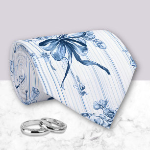 Gravata Coquete Azul Médio e Branco
