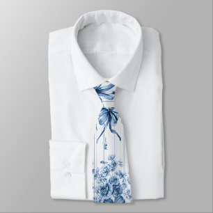 Gravata Coquete Azul Médio e Branco 