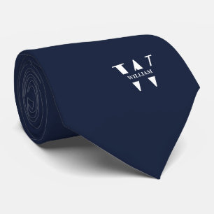 Gravata Cor Azul Jeans Elegante Monograma + Nome