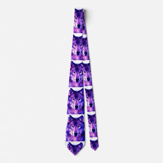 Gravata Cor azul Trabalho de arte do Wolf (Frente)