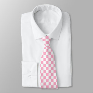 Gravata Cor-de-rosa Checkered e branco