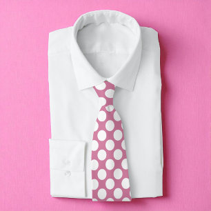 Gravata Cor-de-rosa com Bolinhas brancas