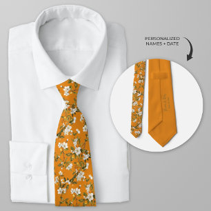Gravata Cor Floral do Flor Laranja Personalizada