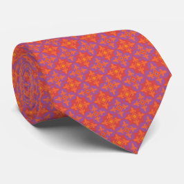 Gravata Cor laranja e ornamento violeta