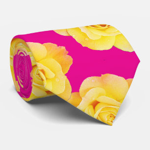 Gravata Cor Rosa Floral Cor-de-Rosa Amarelo Laranja Modern