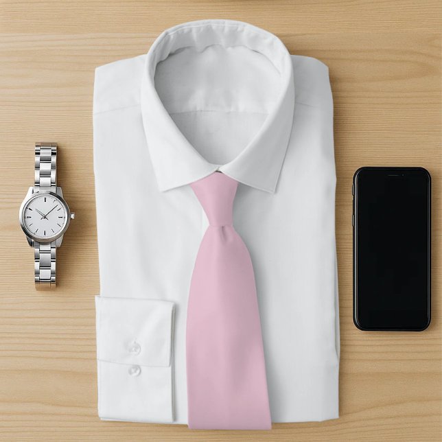 Gravata Cor Rosa Sólida e Suave do Pastel (Elegant pink solid necktie for men. Perfect for weddings, office wear, and formal events with style)