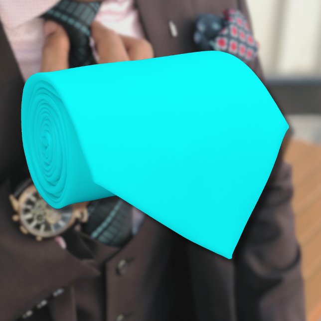 Gravata Cor Sólido Azul Neon | Clássico (Criador carregado)