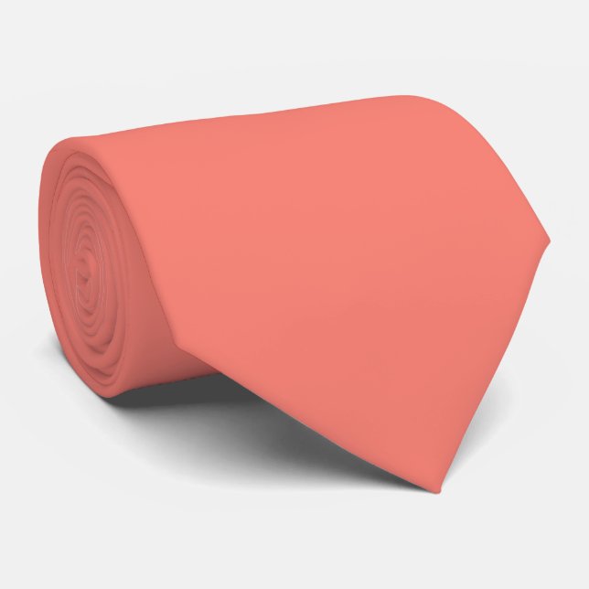 Gravata Cor Sólido Vermelho Salmão Simples (Rolled)