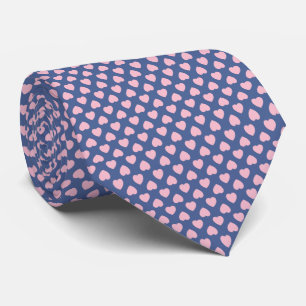 Gravata Coração Doce Rosa no Marinho Azul
