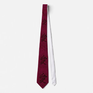 Gravata Coração vermelho de Washi do amor do Kanji