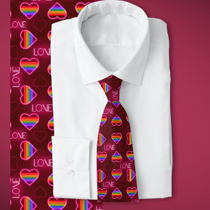 Gravata Corações Arco-Íris LGBTQ+ Orgulho
