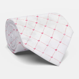Gravata Corações Cor-de-Rosa Sutil e Padrão Diamante