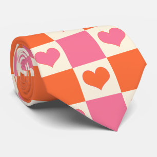 Gravata Corações da Desktop Board em rosa, laranja e creme