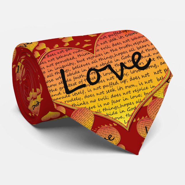Gravata Corações do Amor 1 Coríntios 13 (Rolled)