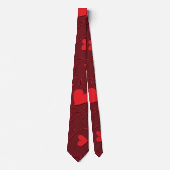 Gravata Corações encaracolados vermelhos (Frente)