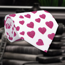 Gravata Corações Glitter Rosa no Dia dos Namorados em Bran