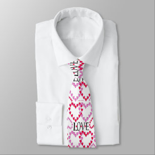 Gravata Corações Pequenos Rosa Vermelho AMOR