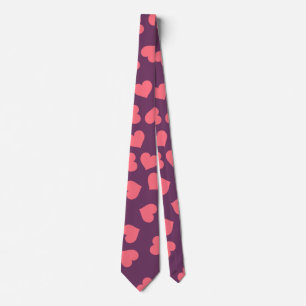 Gravata Corações Rosa Penteados Roxos