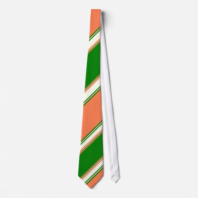 Gravata Coral Green e Ivory University Stripe (Frente)