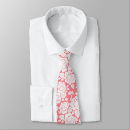 Gravata Coral Pink Floral Rose Casamento