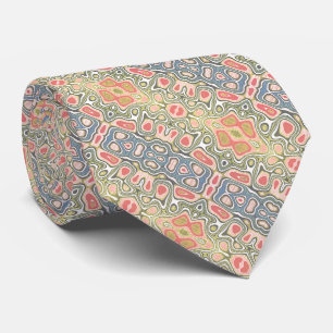 Gravata Coral Vermelho Verde Azul Pastel Nouveau Deco Padr