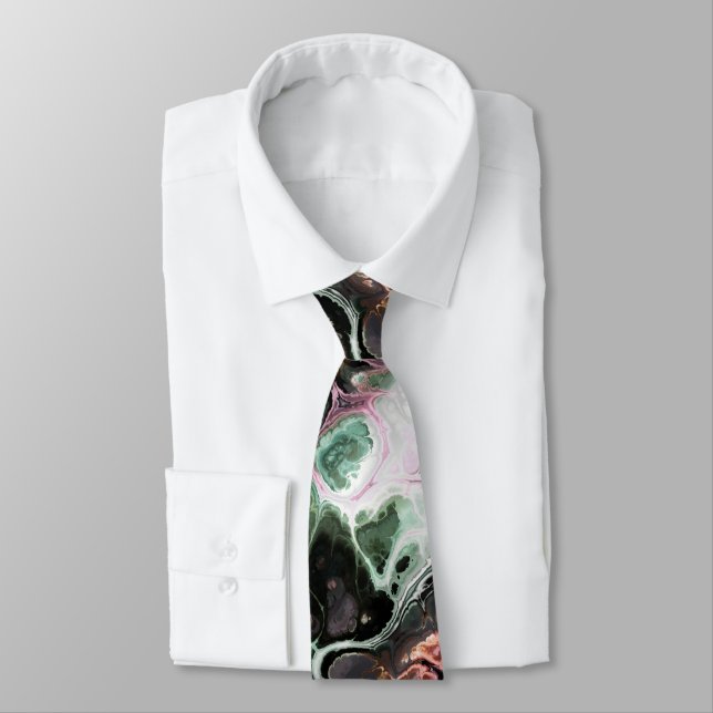 Gravata Corante de mármore verde-rosa e jade (Amarrado)